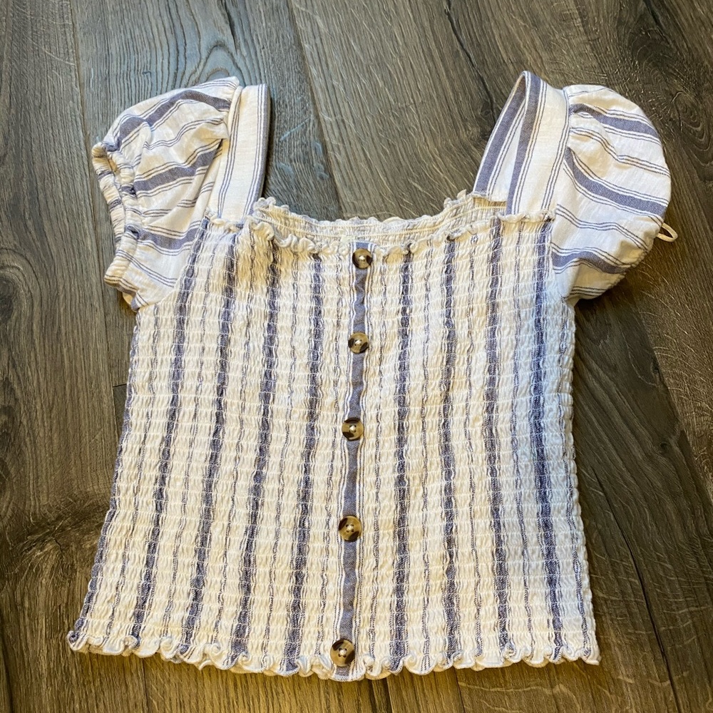 smocked striped top